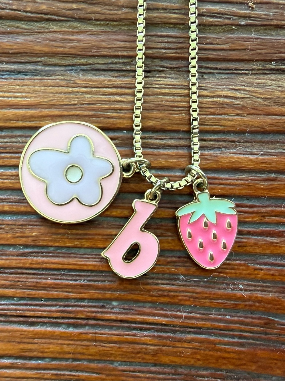 Girls’ Summer Fun Necklace Bracelet and 4 Rings Set Smiley 😊 Strawberry “b”